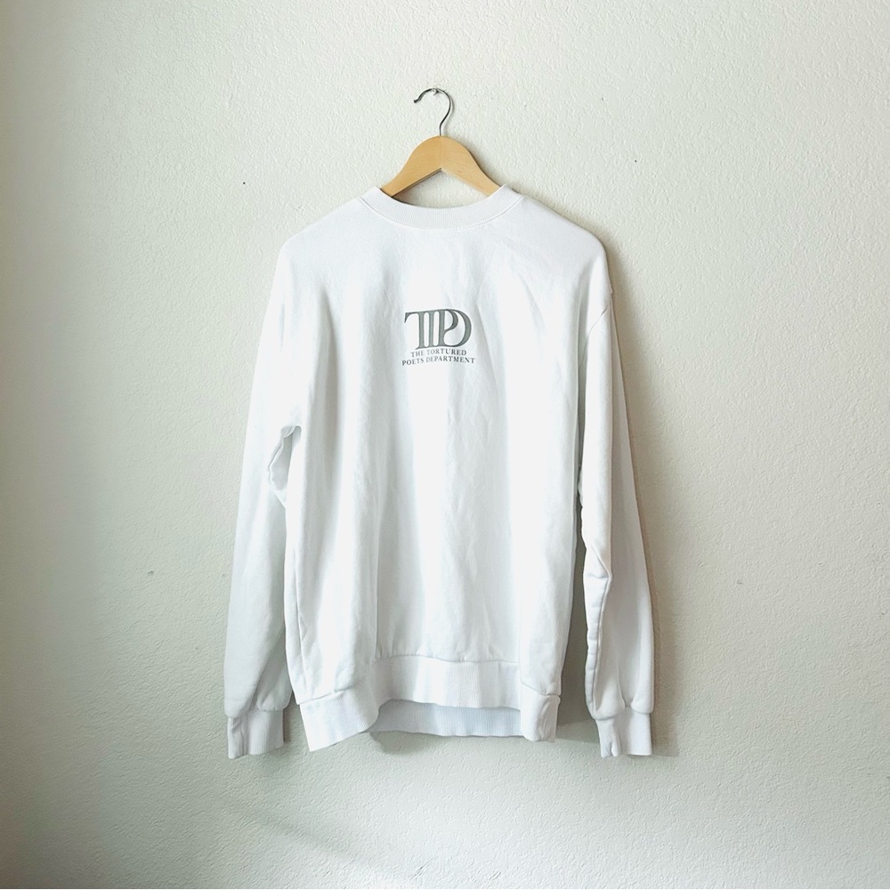 Taylor Swift The Tortured Poets Department White Crewneck Sweatshirt Size M